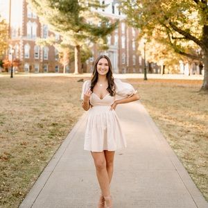 tan pleated dress from lane 201